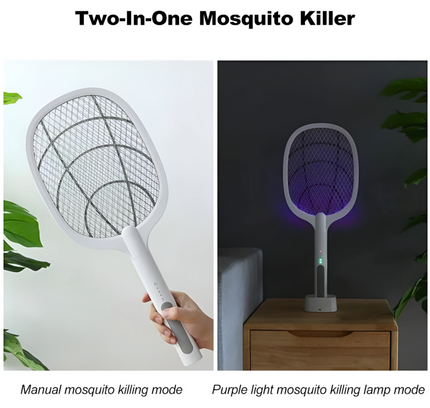 مضرب ذباب كهربائي عالي الطاقة 2 في 1، 3000 فولت، قابل لإعادة الشحن عبر USB