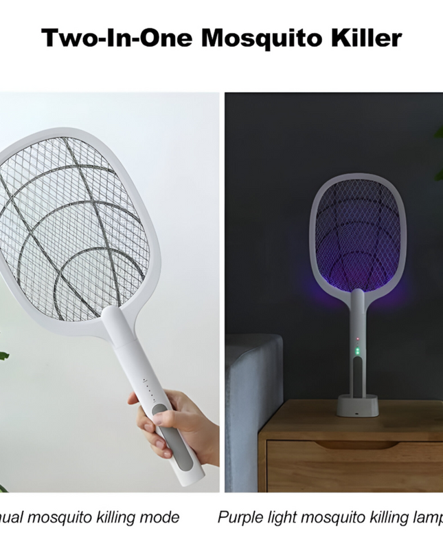 2-in-1 High-Power Electric Fly Swatter 3000V-USB Rechargeable