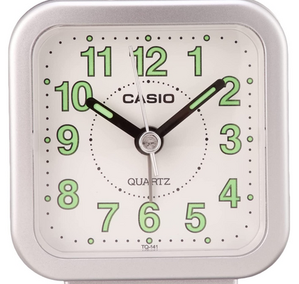 Clock Alarm Table Analog, Silver, Casio Tq-141-8Df