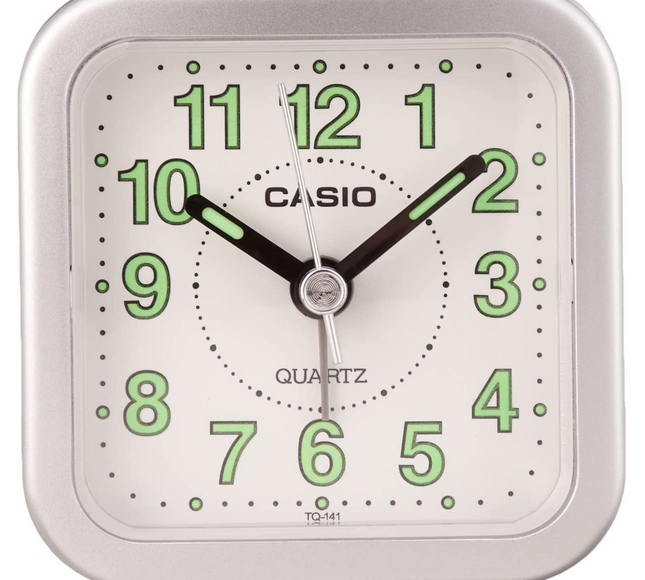 Clock Alarm Table Analog, Silver, Casio Tq-141-8Df