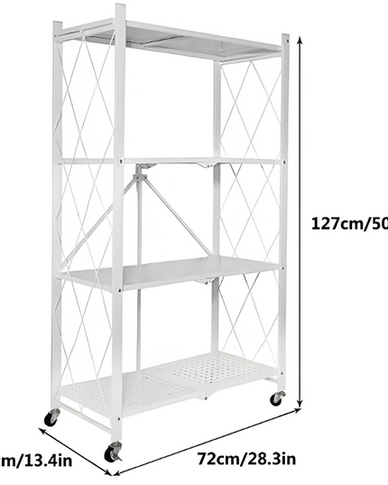 4 layer Foldable Kitchen Storage Rack- White