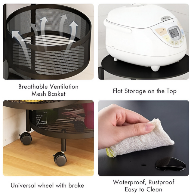 رف تخزين دائري للمطبخ مكون من 4 طبقات