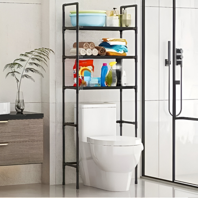 رف تخزين المرحاض بثلاث طبقات