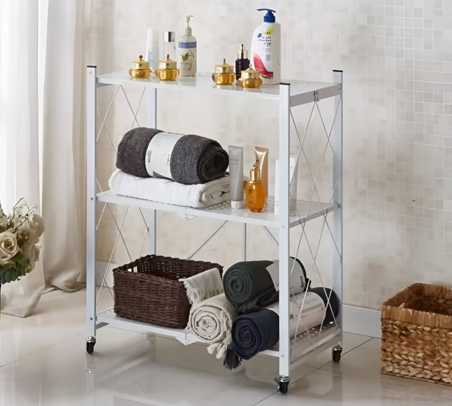 Foldable Kitchen Storage Rack 3 Layer White