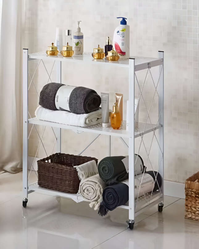 Foldable Kitchen Storage Rack 3 Layer White