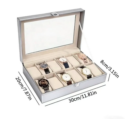 Watch Box Organizer Leather 12 Slots