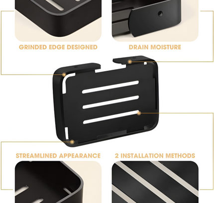 Stainless Steel Soap Holder Rack Wall Mount Black