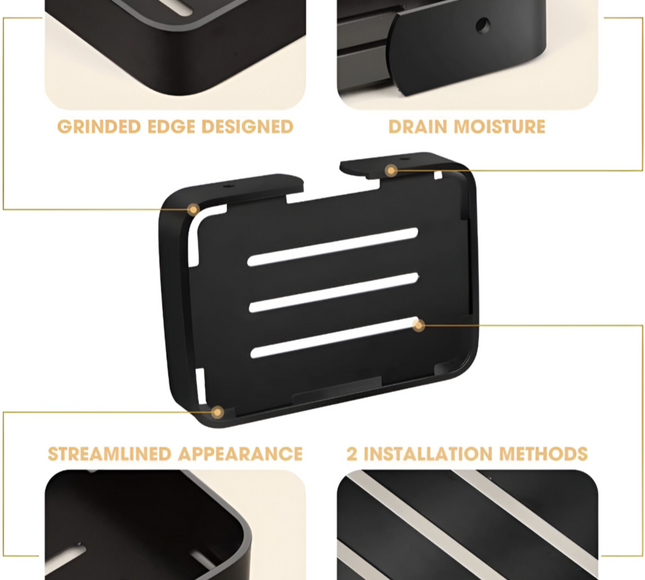 Stainless Steel Soap Holder Rack Wall Mount Black