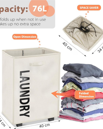 Foldable Laundry Basket With Wheels
