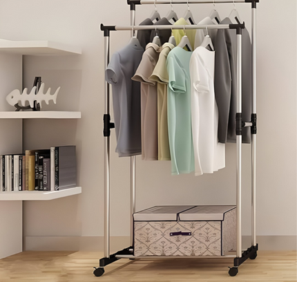 Double Pole Telescopic Clothes Rack