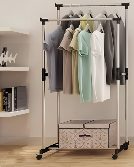 Double Pole Telescopic Clothes Rack