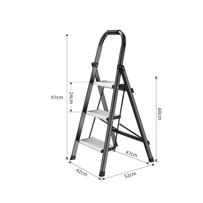 سلم منزلي قابل للطي من الألومنيوم بثلاث درجات