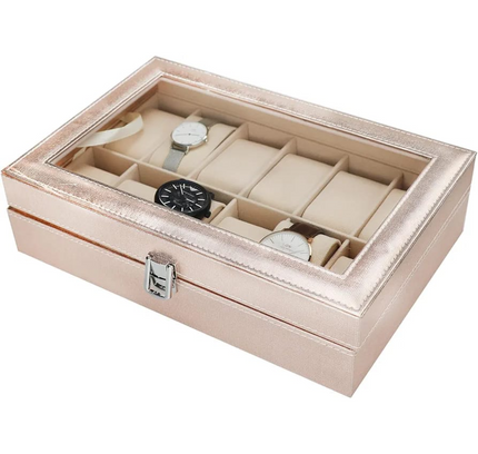 Watch Box Organizer Leather 12 Slots