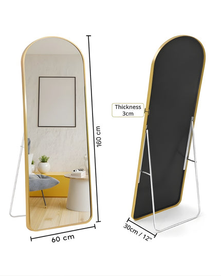 مرآة قائمة بإطار معدني من الألومنيوم