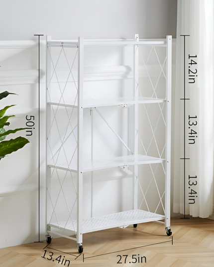 4 layer Foldable Kitchen Storage Rack- White