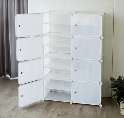 رف أحذية مكون من عمودين و8 طبقات و8 أبواب