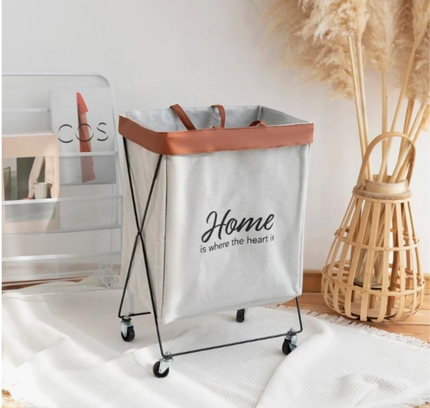 Foldable Laundry Basket Metal Stand with wheels