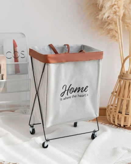 Foldable Laundry Basket Metal Stand with wheels