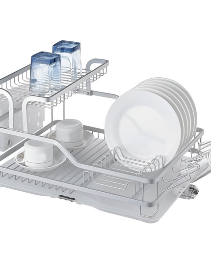 2 Layer Kitchen Stainless Steel Dish Rack white