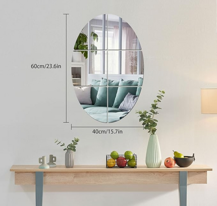 Adhesive Mirror Wall Sticker, Oval Shape Small