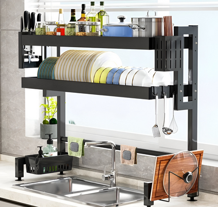 رف حوض المطبخ المزدوج