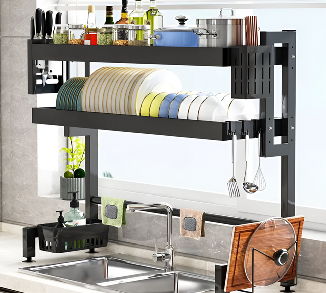 رف حوض المطبخ المزدوج