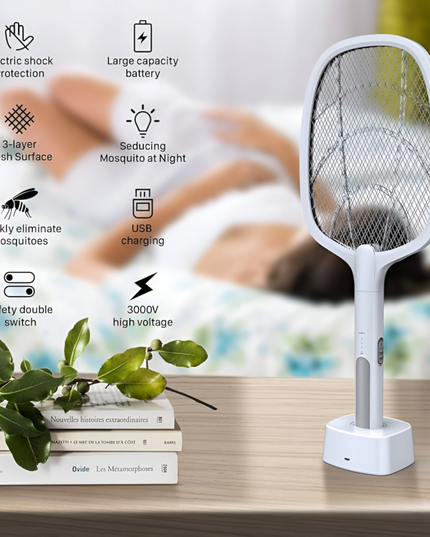 2-in-1 High-Power Electric Fly Swatter 3000V-USB Rechargeable
