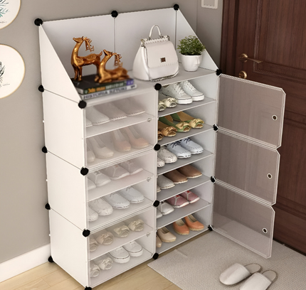 رف أحذية مكون من عمودين و7 طبقات و6 أبواب