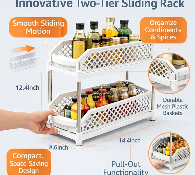 Kitchen Counter Top Storage Rack 2 Tier