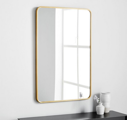 Wall Mounted Golden Frame Mirror Rectangle