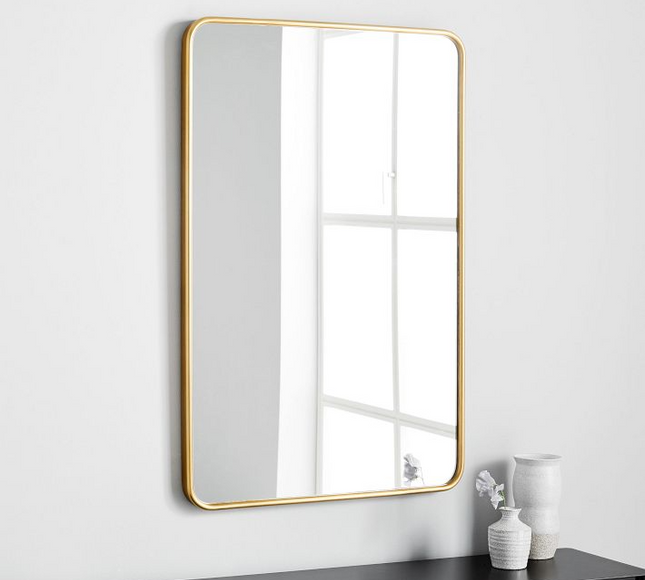 Wall Mounted Golden Frame Mirror Rectangle