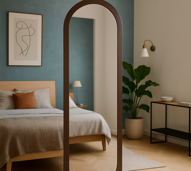 مرآة حامل بإطار خشبي