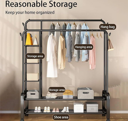 Clothes Hanger Double With Shelves 58 Kg