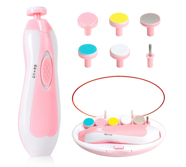 Electric Baby Nail Trimmer Set with 6 Grinding Heads