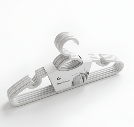 Plastic Cloth Hanger White 5 Pcs Set