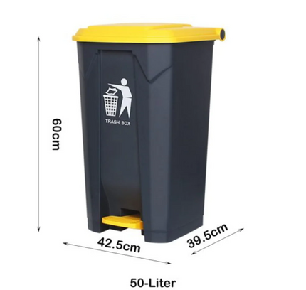 Garbage Bin Trash Can With Lid & Foot Pedal 50L