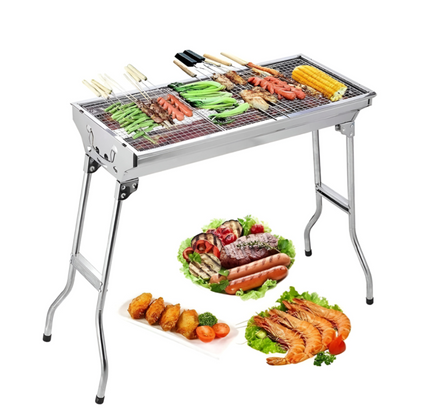 شواية شواء محمولة قابلة للطي بسطح من الفولاذ المقاوم للصدأ