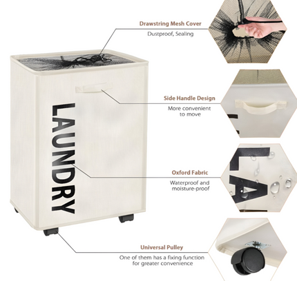 سلة غسيل قابلة للطي مع عجلات