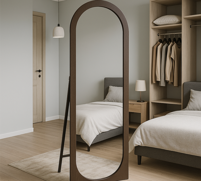 مرآة حامل بإطار خشبي