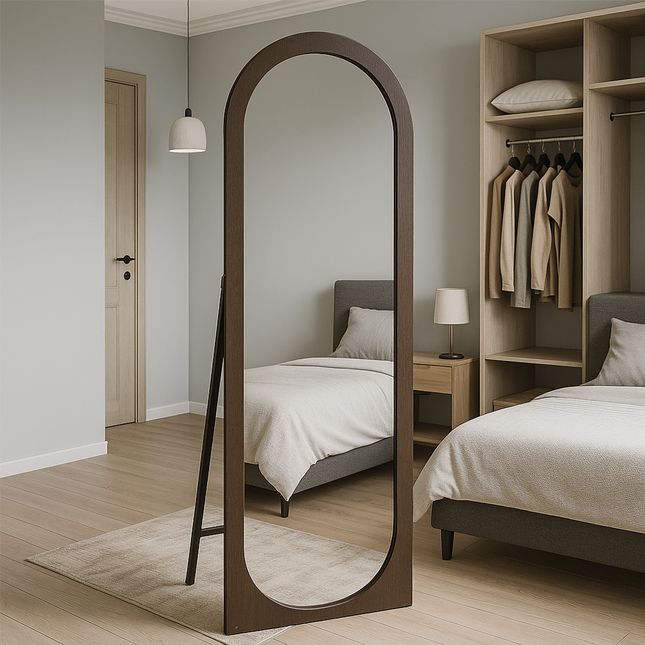 مرآة حامل بإطار خشبي