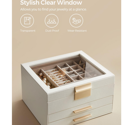 Jewelry Storage Box Organizer with 2 Drawers
