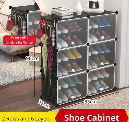 رف أحذية مكون من عمودين و6 طبقات و6 أبواب