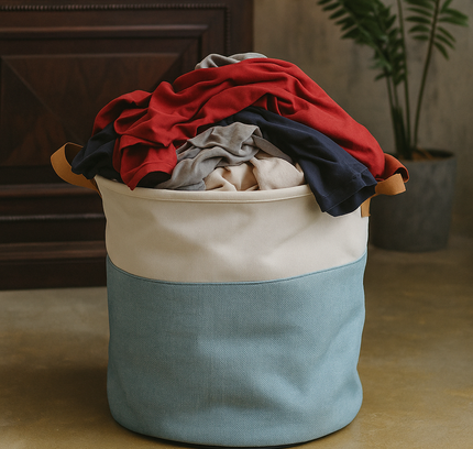 سلة غسيل قابلة للطي مصنوعة من القماش الدائري