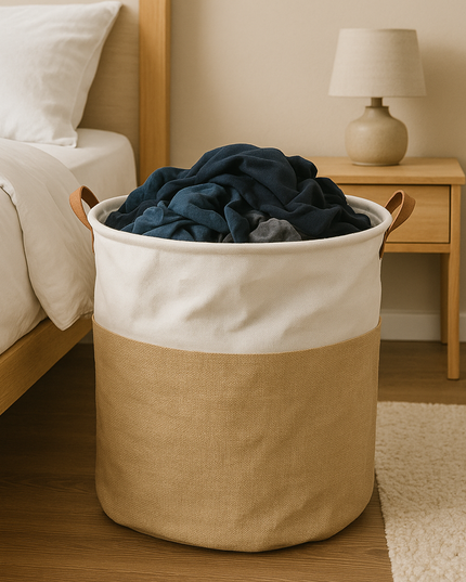 سلة غسيل قابلة للطي مصنوعة من القماش الدائري