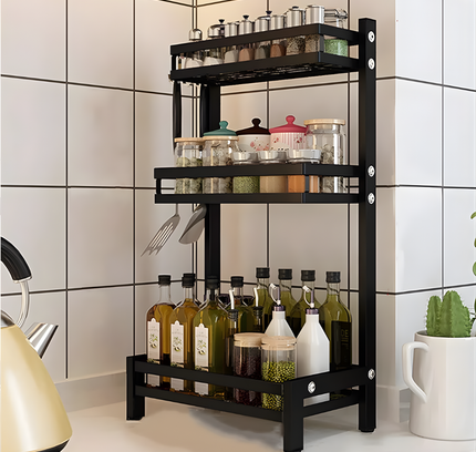 Kitchen Spice Rack 3 Tier Grey Color