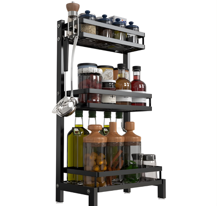 Kitchen Spice Rack 3 Tier Grey Color