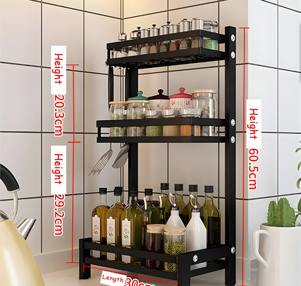 Kitchen Spice Rack 3 Tier Grey Color