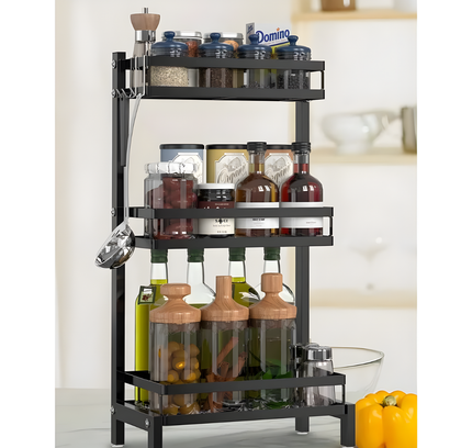 Kitchen Spice Rack 3 Tier Grey Color