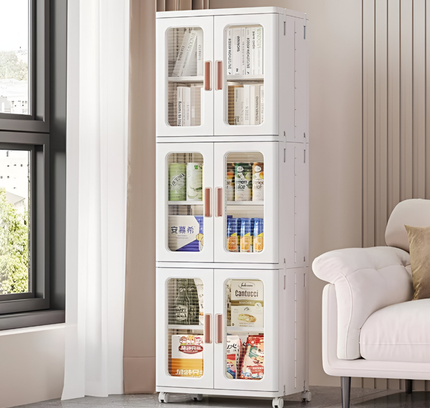 Multifunctional Narrow Cabinet Double Door 6 Layers