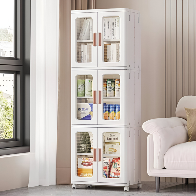 Multifunctional Narrow Cabinet Double Door 6 Layers